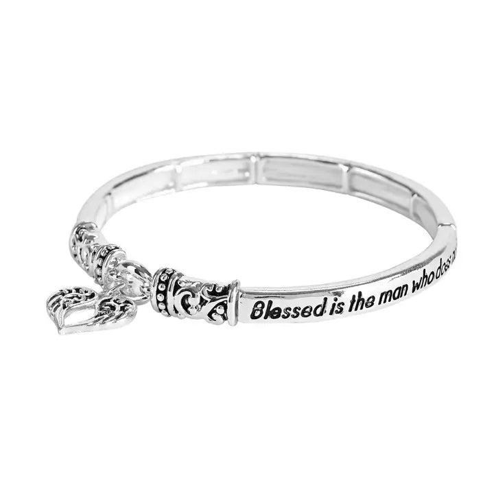 Bracelet Psalm 1:1 Engraved Winged Heart