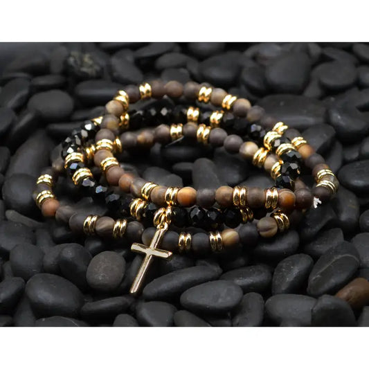 Cross Three Strand, Neutrals, Bracelet