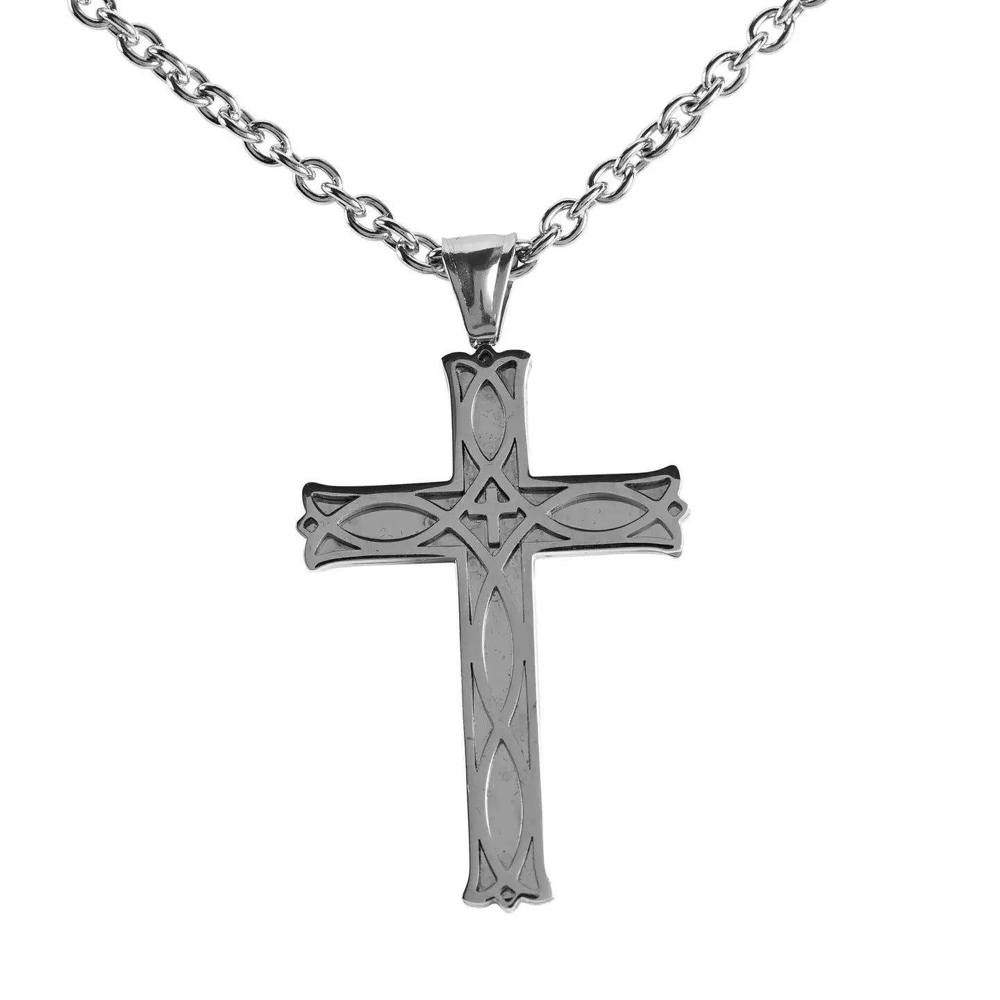 Celtic Bud Cross Necklace, 24" Chain