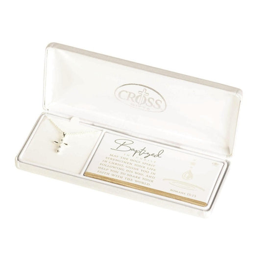Baptism Petal Cross Women's Necklace, 18" Chain