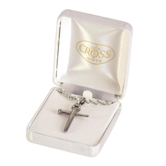 Stainless Steel Nail Cross Boy's Necklace, 18" Chain
