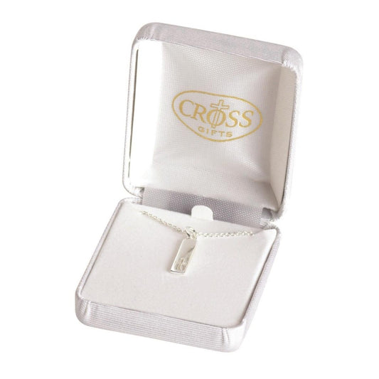 Rectangle with Cutout Cross Necklace, 18" Chain