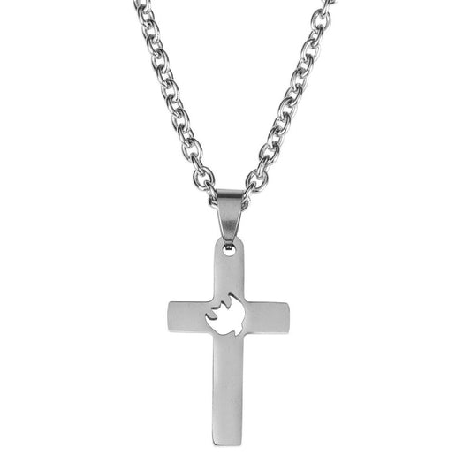 Stainless Steel Cross W/Dove, 24" Chain