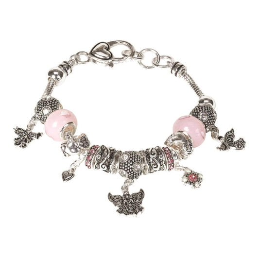 Bracelet- Multi Angel, Silver Plated Snake Chain