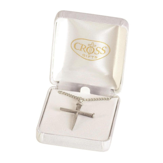 Pewter Nail Cross Boy's Necklace, 18" Chain