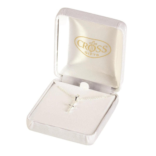 Thin Box Cross Necklace, 18" Chain