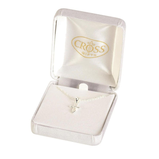 Necklace Silver Plate Petal Cross, 18" Chain