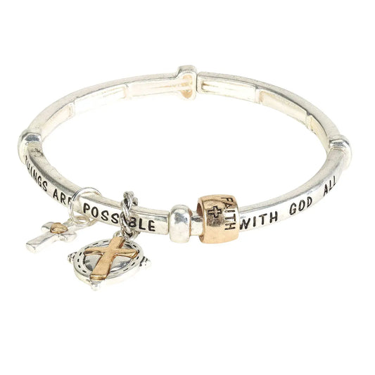 Message Bracelet Matt 19:26 2-Tone