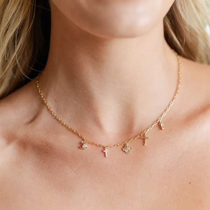 Faith Necklace with Cross & Charms