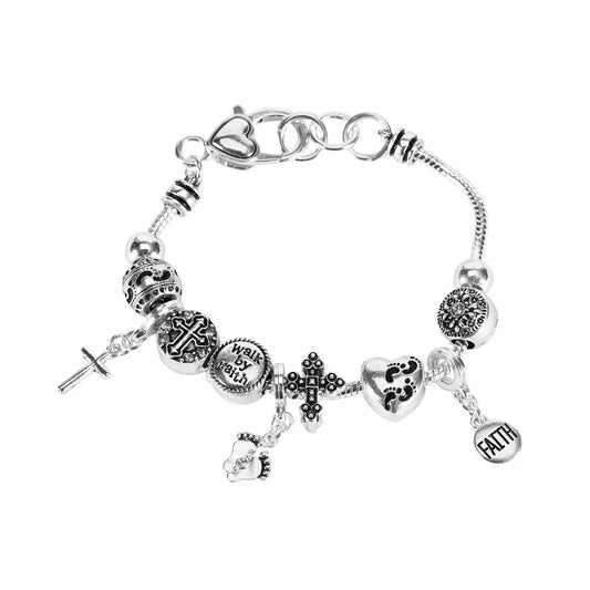Bracelet Footprints/Faith Silver Plated