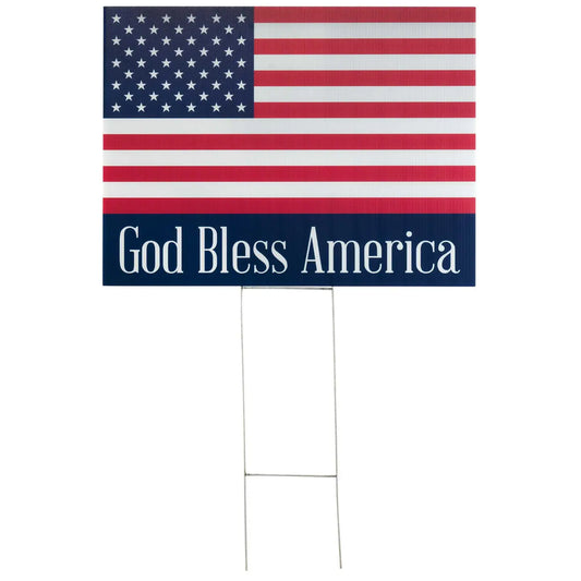 God Bless America Flag Yard Sign