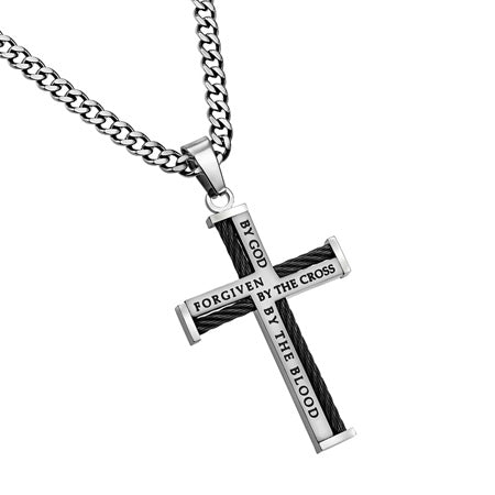 Men's Necklace- Cable Cross, "Forgiven"