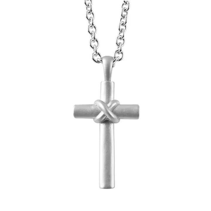 Necklace Mens Matte Cross Center Wrap24L