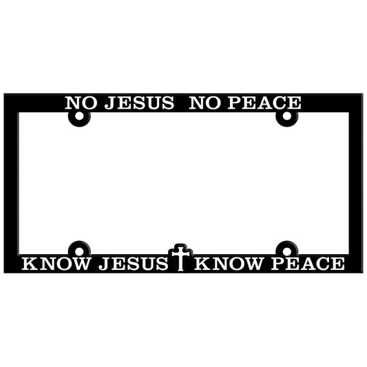 License Plate Frame No Jesus No Peace