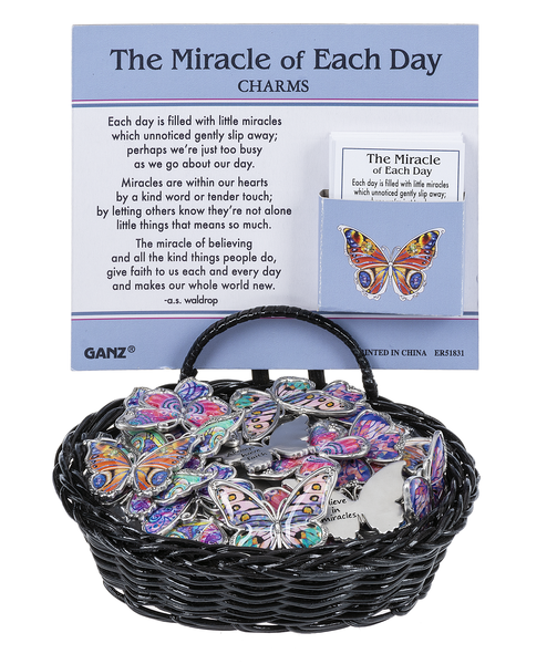 The Miracle of Each Day Butterfly Charms in a Basket