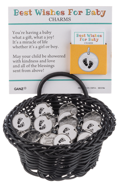 Best Wishes for Baby Charms in a Basket