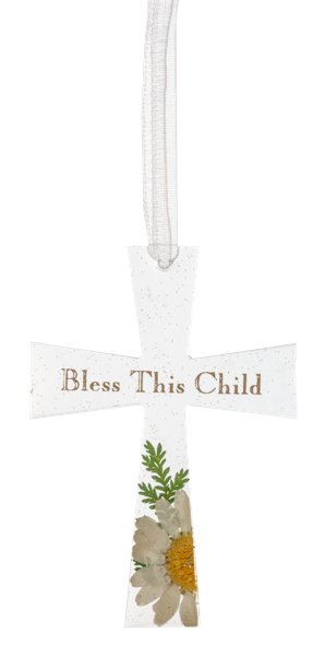 Crib Cross Ornament- Neutral Flowers
