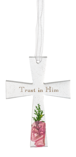 Pressed Flower Cross Ornaments
