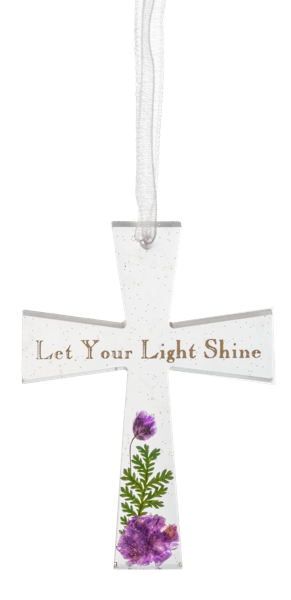 Pressed Flower Cross Ornaments