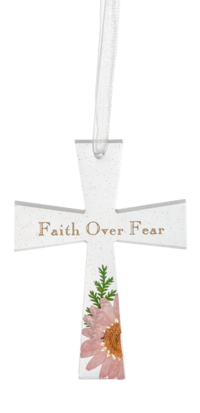 Pressed Flower Cross Ornaments