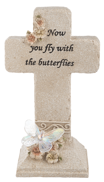 Cross Figurine - Now you fly with the butterflies