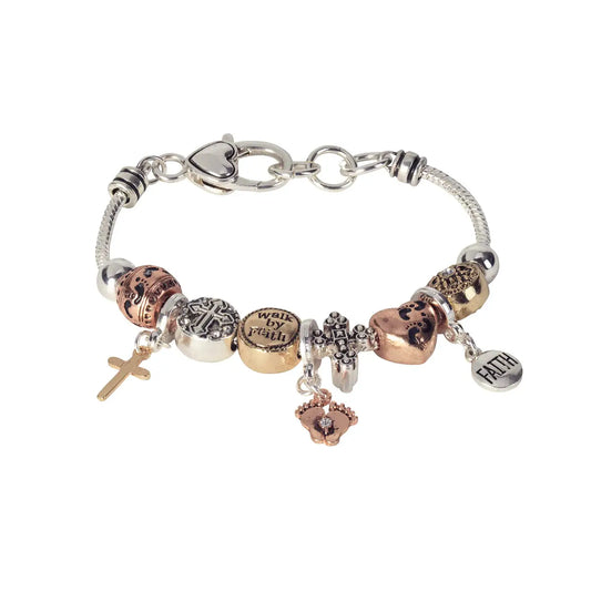 Bracelet Walk By Faith, 3-Tone Beads