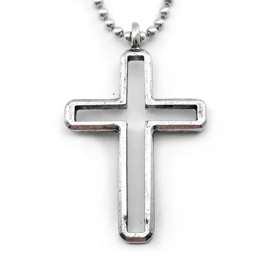 Cross Antique Silver Pendant Ball Chain Necklace
