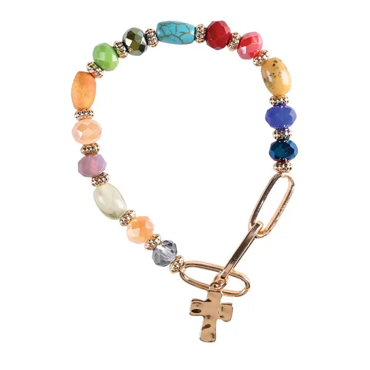 Bracelet Multi Color Bead with Cross