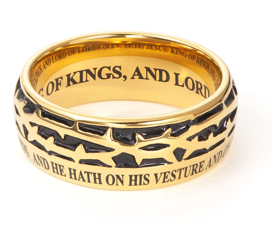 Men's Rings- Crown of Thorns Gold, "King of Kings"
