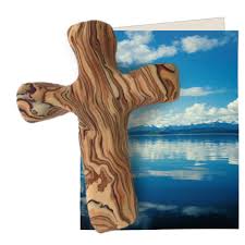 Olive Wood Hand Held Clay Comfort Cross
