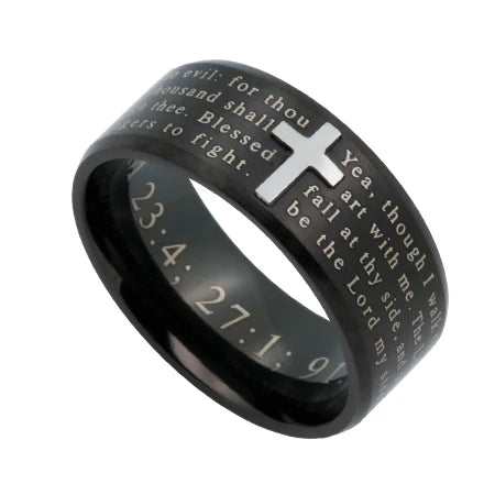Men's Rings- Black Logos, "Psalms"