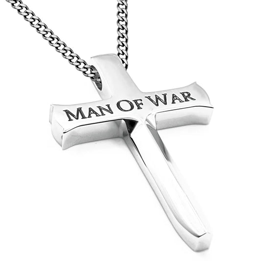 Men's Necklace- Sword Cross, "Man of War"