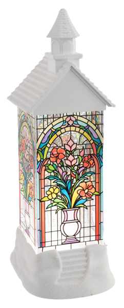 LED Light Up Stained Glass Church Shimmer Figurine