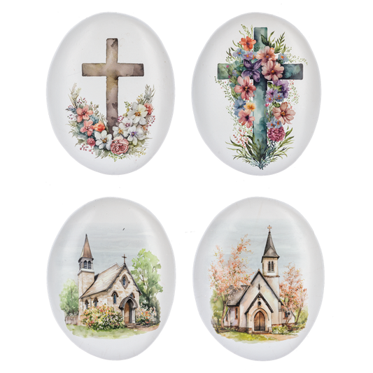 Watercolor Church & Cross Stones