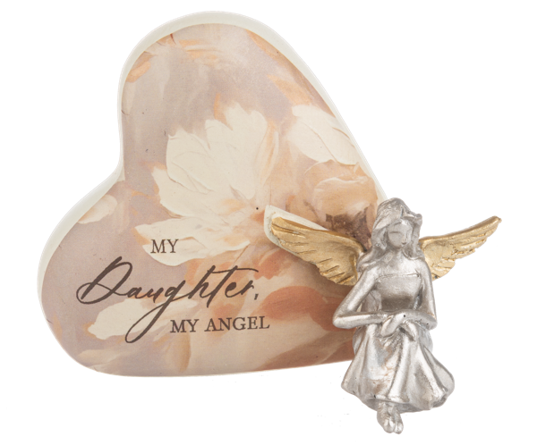 Family Angel on Heart Figurines