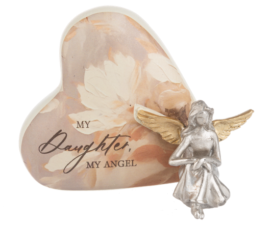 Family Angel on Heart Figurines