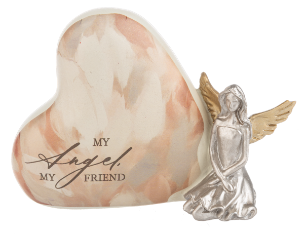 Family Angel on Heart Figurines