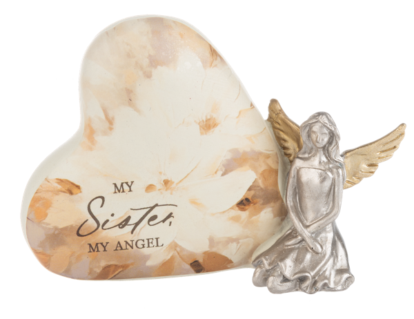 Family Angel on Heart Figurines