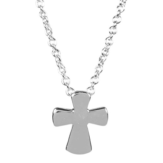 Mini Flare Cross Necklace, 16" Chain