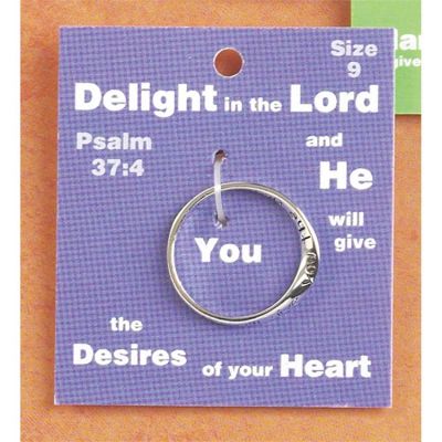 Ring Silver Plated Psalm 37:4- Delight in the Lord