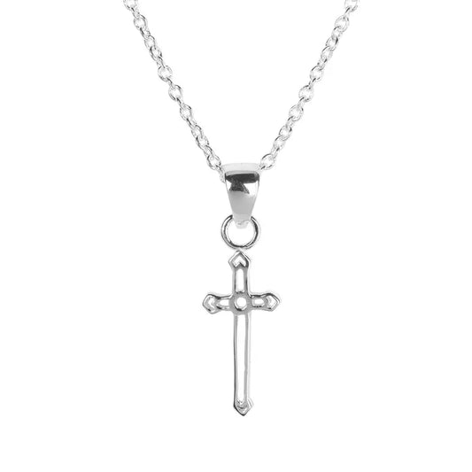 God's Girl Mini Bud Cross Necklace, 16" Chain