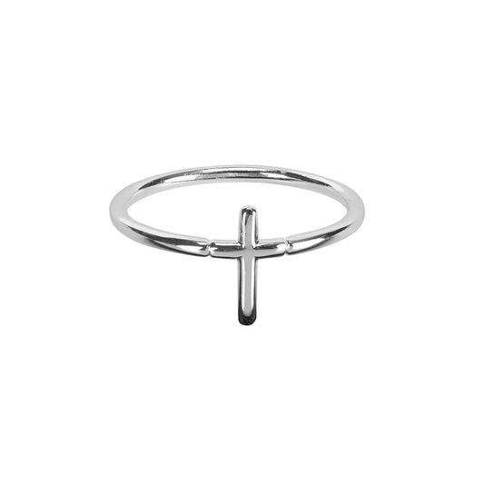 Ring Small Cross, Silver Plated