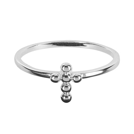 Ring Ball Cross, Silver Plated