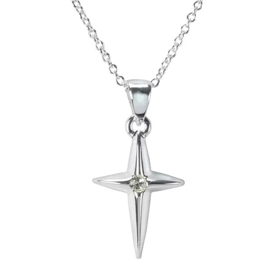 Star Cross Silver Plated Necklace, 16" Chain