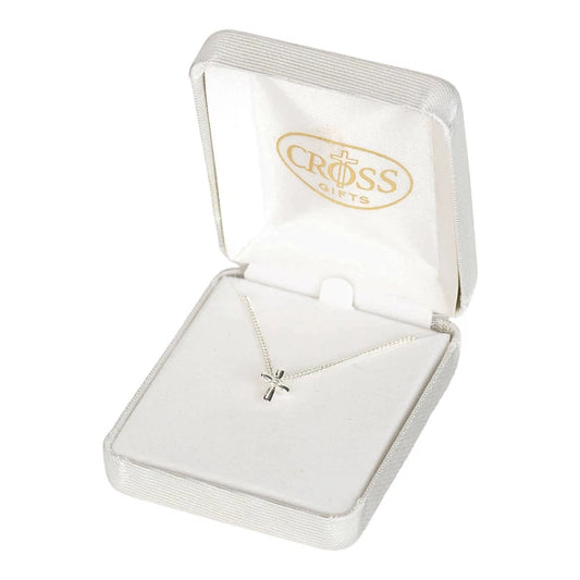 Mini Petal Cross Necklace, 16" Chain