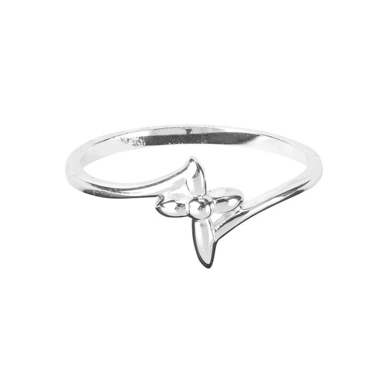 Ring Petal Cross Swirl Band, Silver Plated