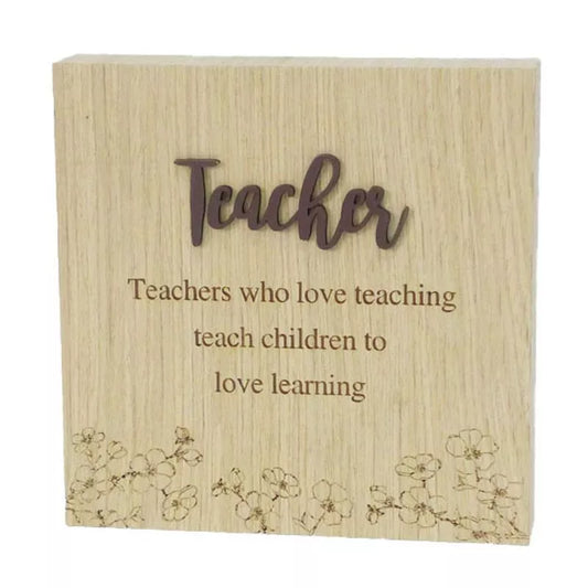 Teacher Block Sign- 6"X6" Wood Grain Blocks