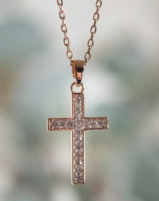 Cross Necklace, Rose Gold