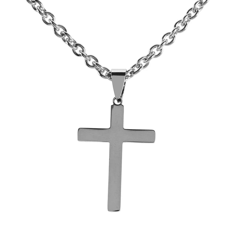 Box Cross Necklace, 24" Chain