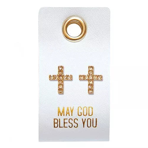 Stud Earrings - May God Bless You - Straight Cross